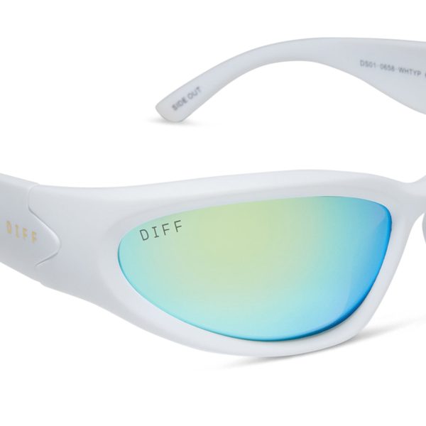 SIDE OUT - MATTE WHITE + TURQUOISE ICE MIRROR + POLARIZED SUNGLASSES - Image 4