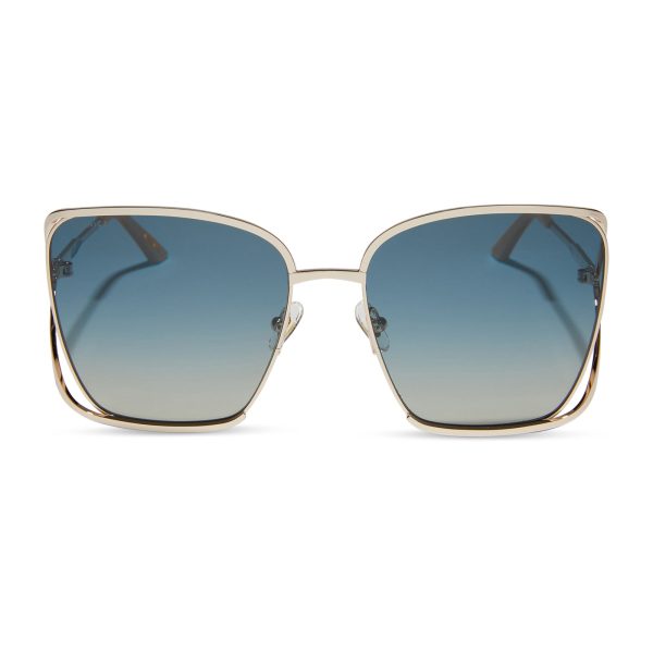 FRANCESCA - CHAMPAGNE + PARADISO BLUE + POLARIZED SUNGLASSES - Image 2